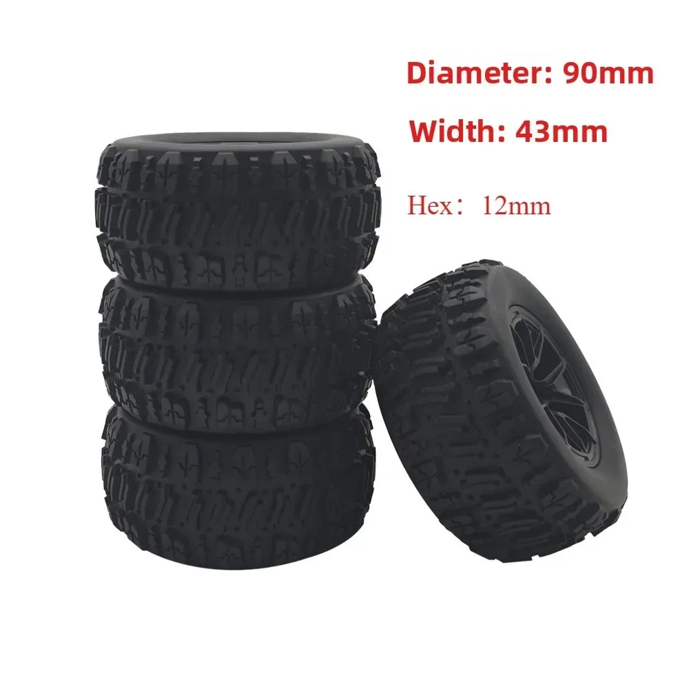 4 Uds neumáticos de goma hexagonales ruedas para SCY 16101 16102 16103 Pro MJX Hyper Go 14210 16210 1/14 1/16 RC Monster Truck actualización