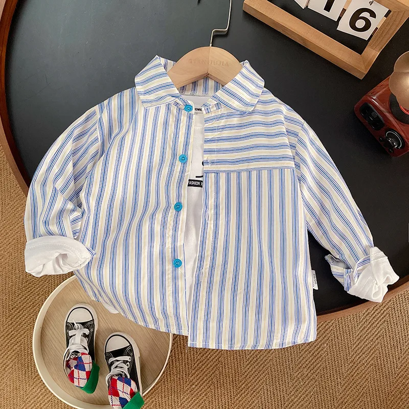 Kids Shirt Clothes Spring Thin Blouses Clothing Infant Boy Plaid Cotton Tops 1 2 3 4 Years Kids Long Sleeves Shirt