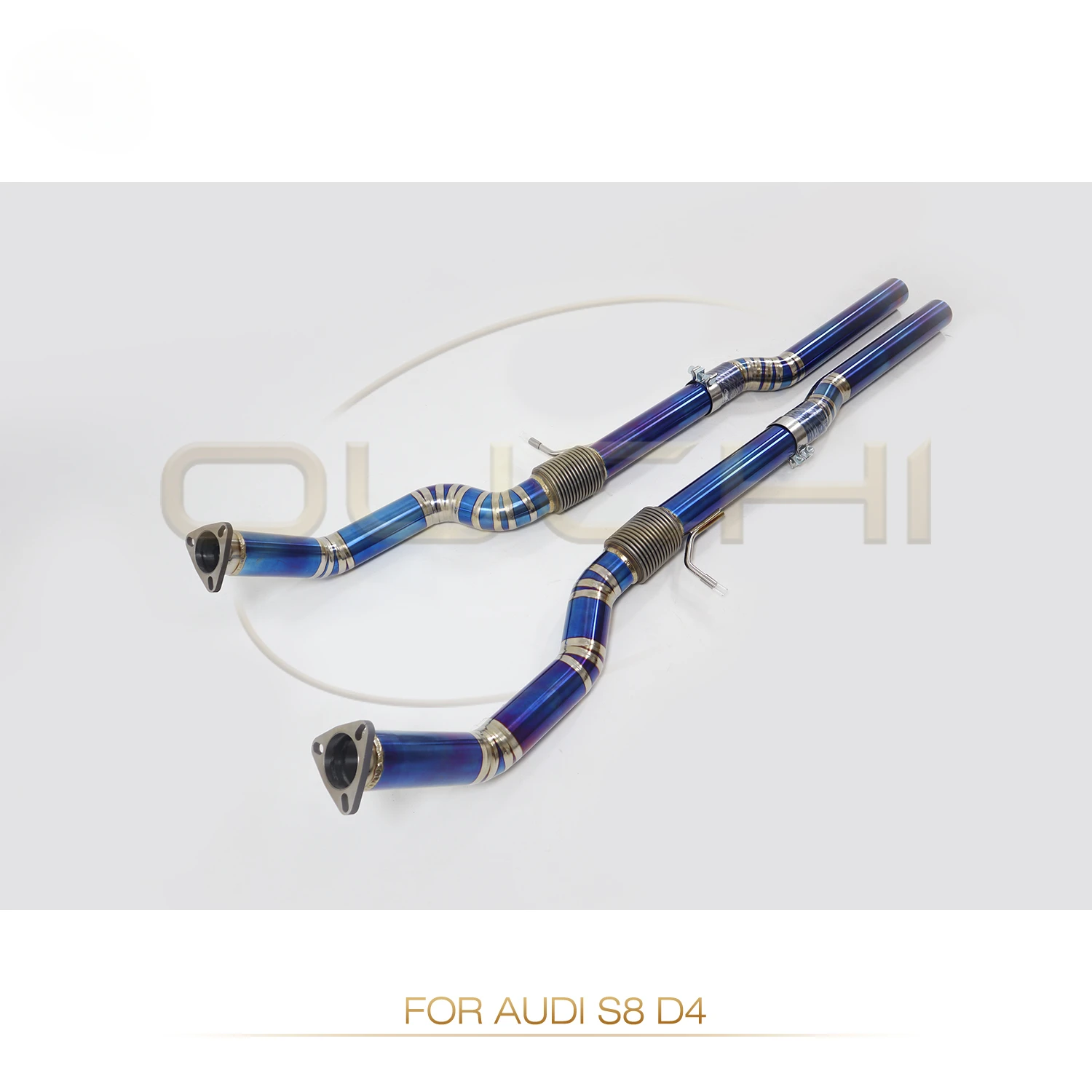 OUCHI Titanium Alloy Exhaust Resonant Tube for Audi Audi S8 D4 2013-2017 4.0T V8  Front Pipes Auto Performance Parts Exhaust