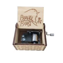 Caja de música de cumpleaños de madera tallada antigua, música temática clásica con manivela para regalos de Navidad, decoración familiar, 1 ud.