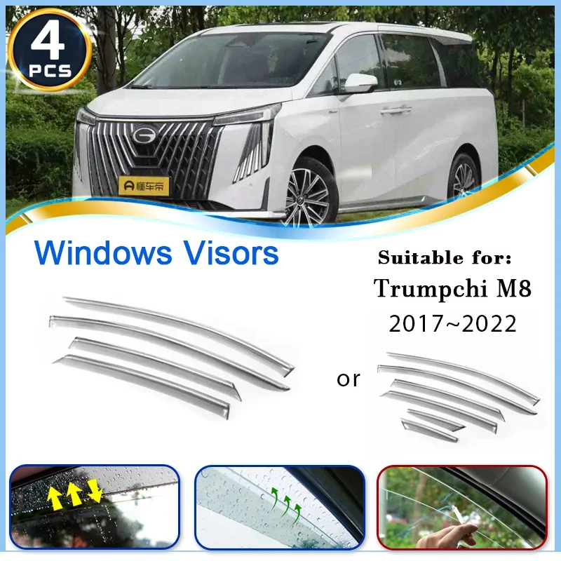 

For GAC Trumpchi M8 GM8 GN8 2017~2022 Car Window Visor Rainproof Window Wind Rain Visor Weathershield Deflector Auto Accessories