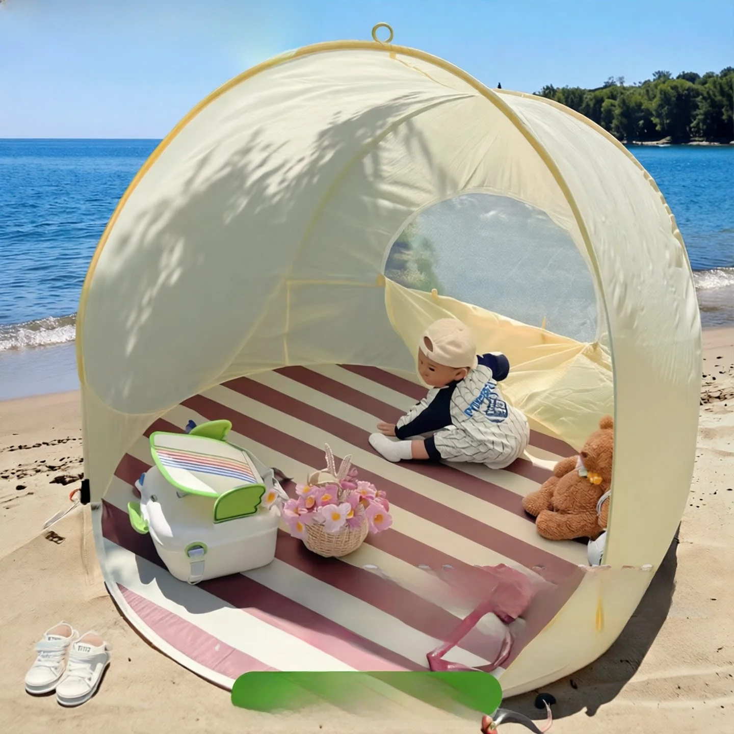 portable-automatic-folding-beach-camping-tent-quick-open-breathable-sunshade-children's-outdoor-picnic-tent-oxford-cloth-mate