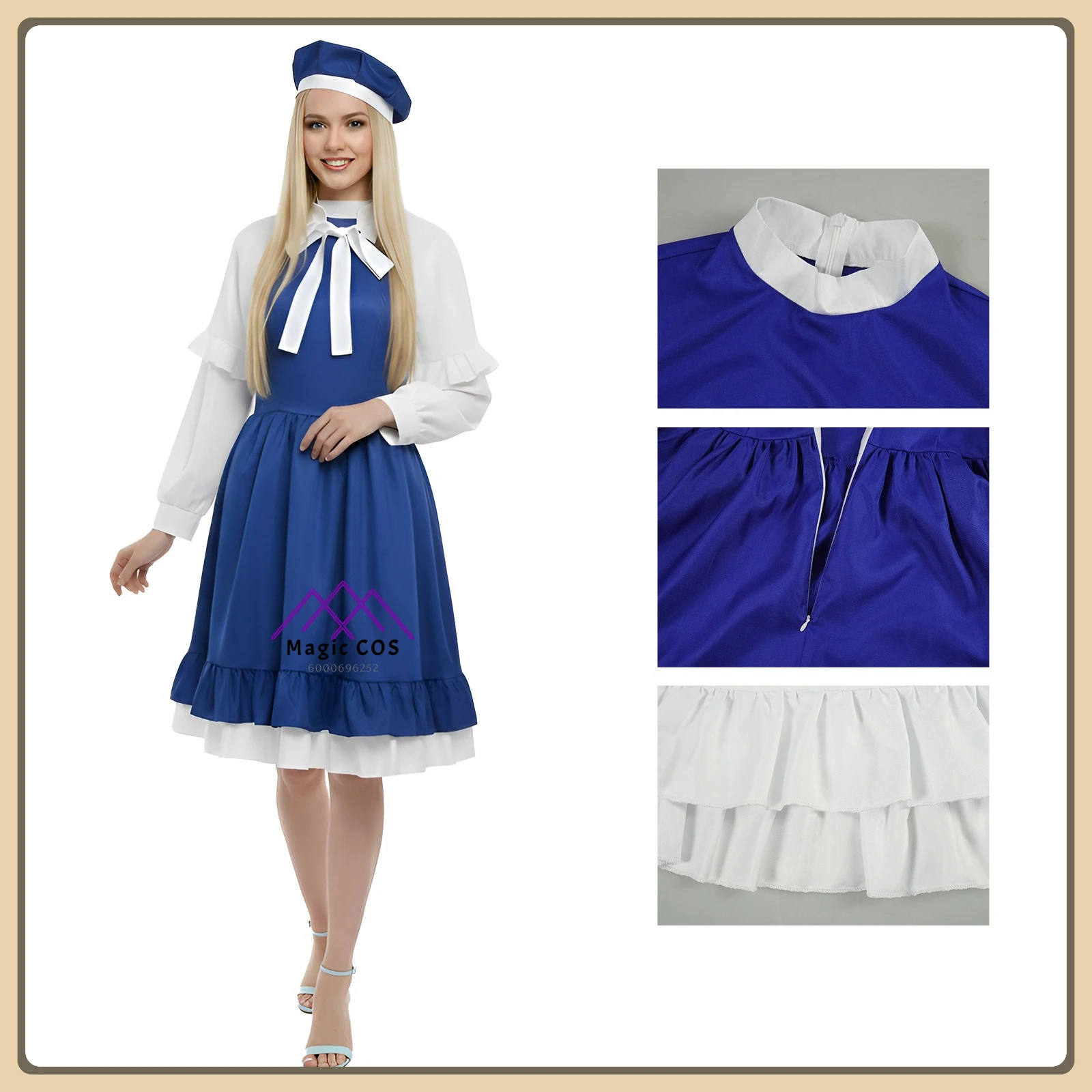 

Anime Tomoyo Daidouji Cosplay Costume (Cute & Fashion Style) Blue Dress + Hat Set High Quality Anime Clothes (Female Adult/Kid)