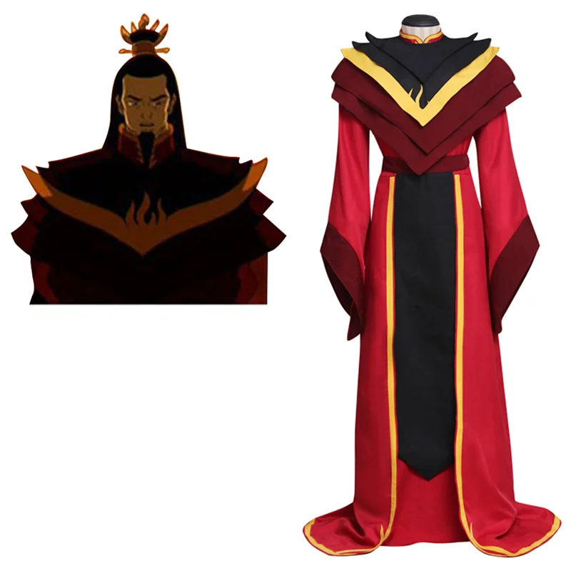 Avatar The Last Airbender Fire Lord Ozai Cosplay Costume Fire Lord Ozai Red Uniform King Set  Halloween Party Outfits