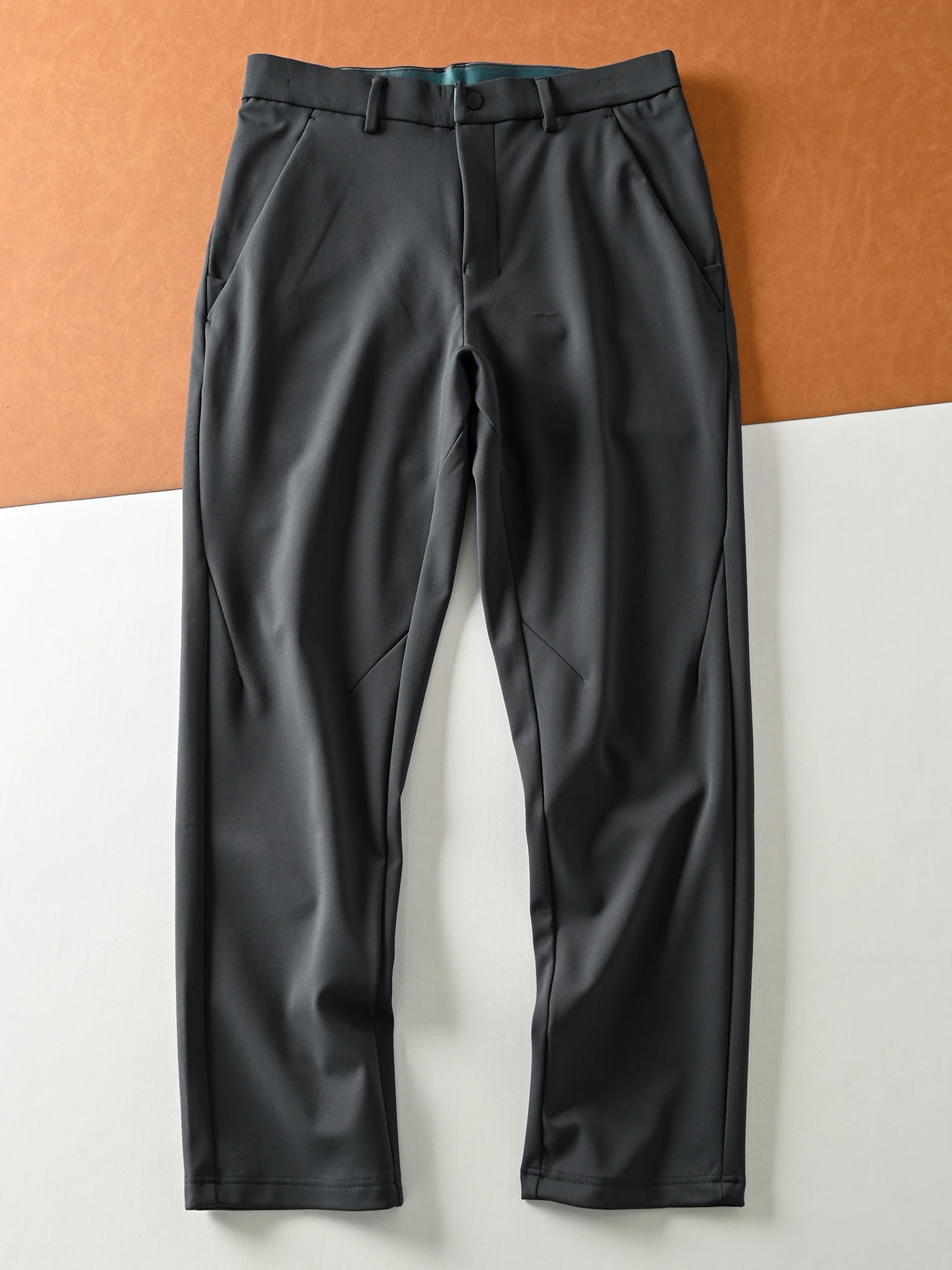 

Men's Commuter Casual Pants Windproof Warm Thiened Inner Cosite Thin Fce Long Straight Leg Autumn Winter Trousers