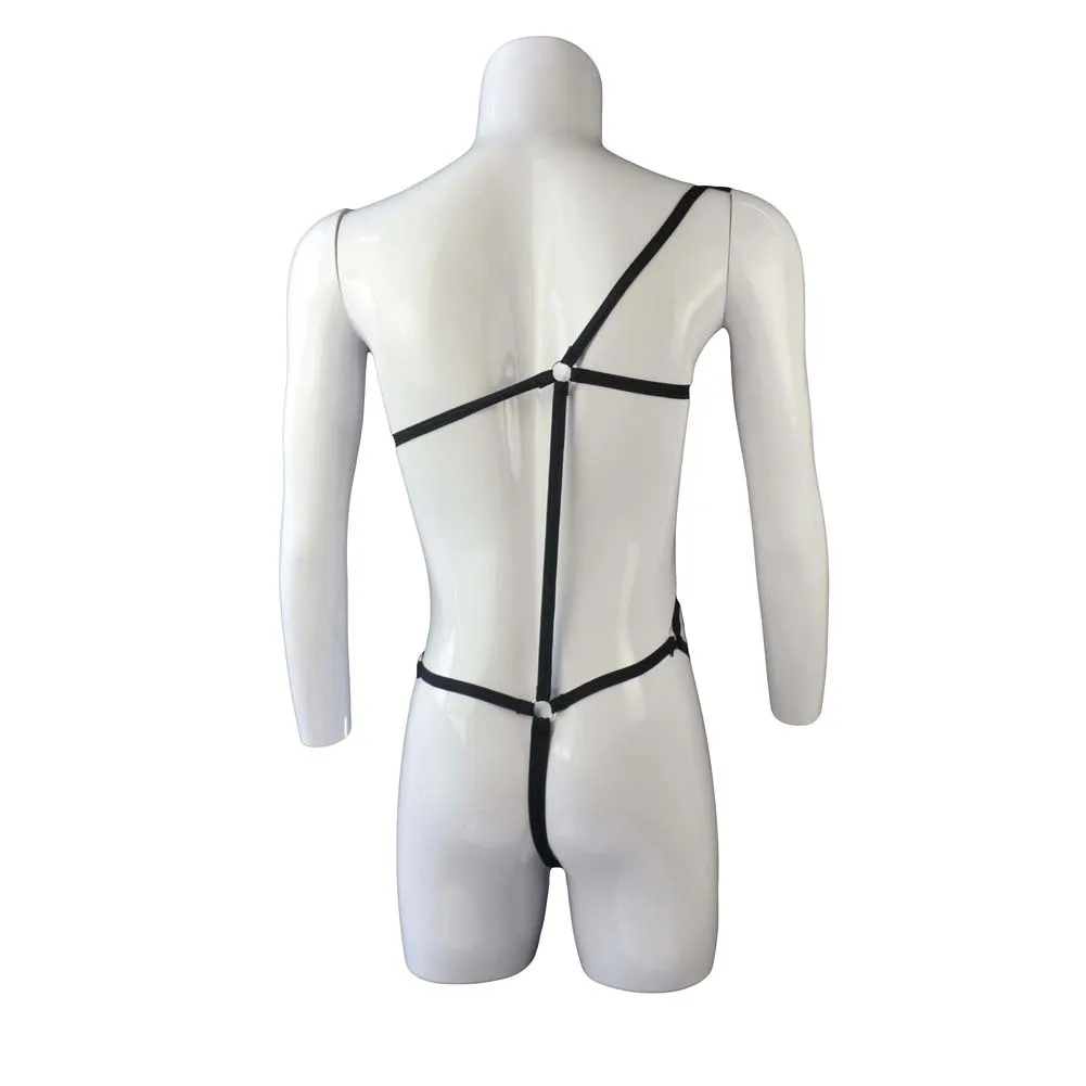 بدلة قفز مثيرة للرجال ملابس ملهى ليلي Leoatrd ملابس داخلية مجوفة بدلة مثيرة حلقة مثلي الجنس متعة ضبط عبودية قفص كامل الجسم