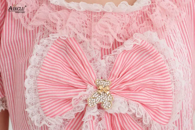 Ainclu Women's Pink Polyester Soft Adorable Sweet Cute Wrinkled Princess Lolita Dress - Image 4