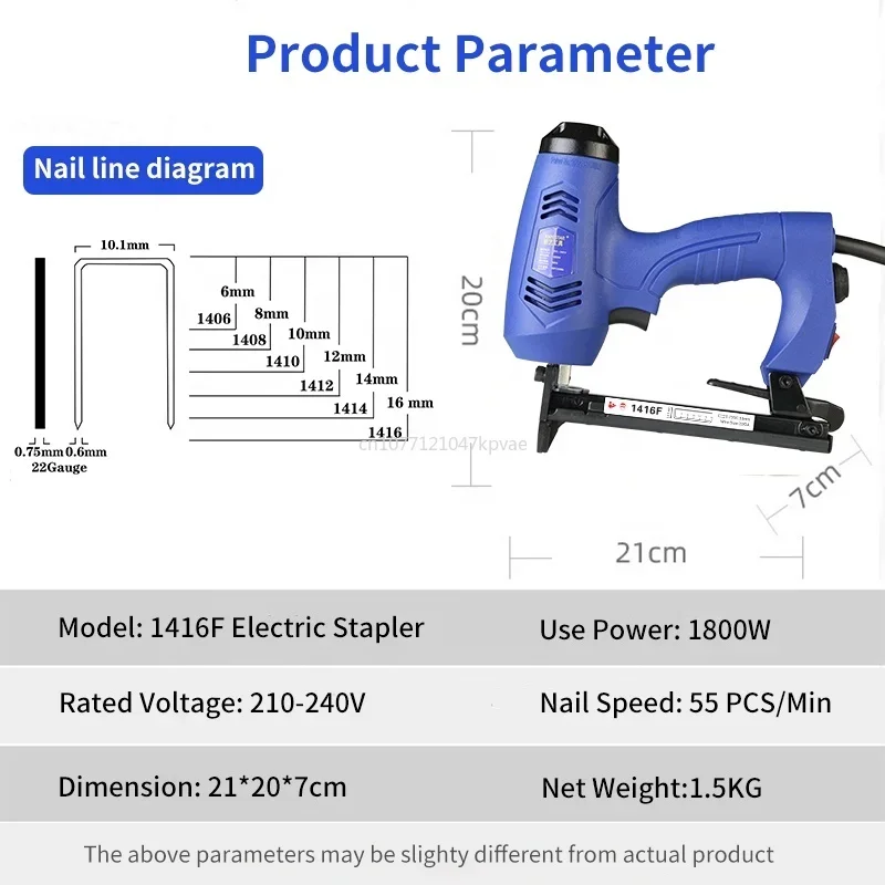 XINYI-Electric Staple Gun Machine, Manual Tacker, Stapler, AC, 1416F