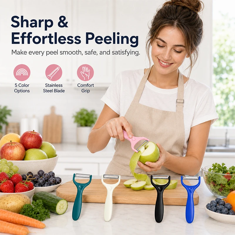 LGRAMER 1/2PCS Fruit Vegetable Peeler Portable Comfort Grip Anti-slip Handle Easy Rinse Sharp for Potato Carrot Cucumber Peeling