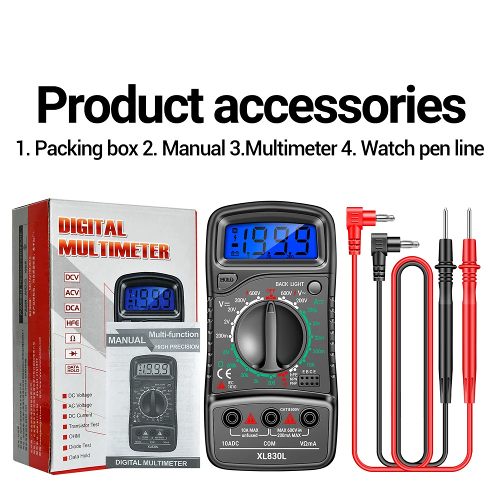 High-precision XL830L Digital Profissional Multimeter Electric Voltmeter Ammeter AC DC Voltage Tester Capacitance Meter