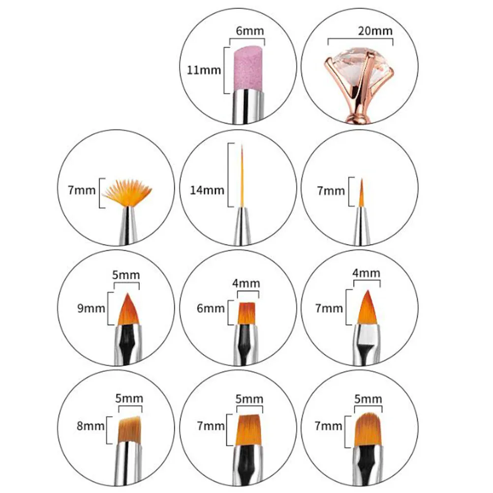 

Набор из 10 профессиональных кистей-ручек для нейл-арта: инструменты для точечной росписи, дизайна ногтей, работы с УФ-гелем и акрилом, набор для маникюра и рисования