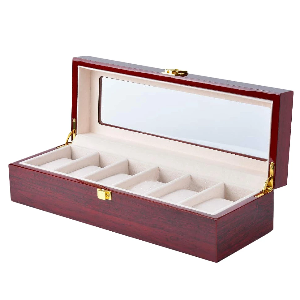 Wooden Paint Watch Box-6 Wide Watch Slots Watch Case,Jewelry Watch Display,Storage Organizer, Men's Gift -Business,Jewelry