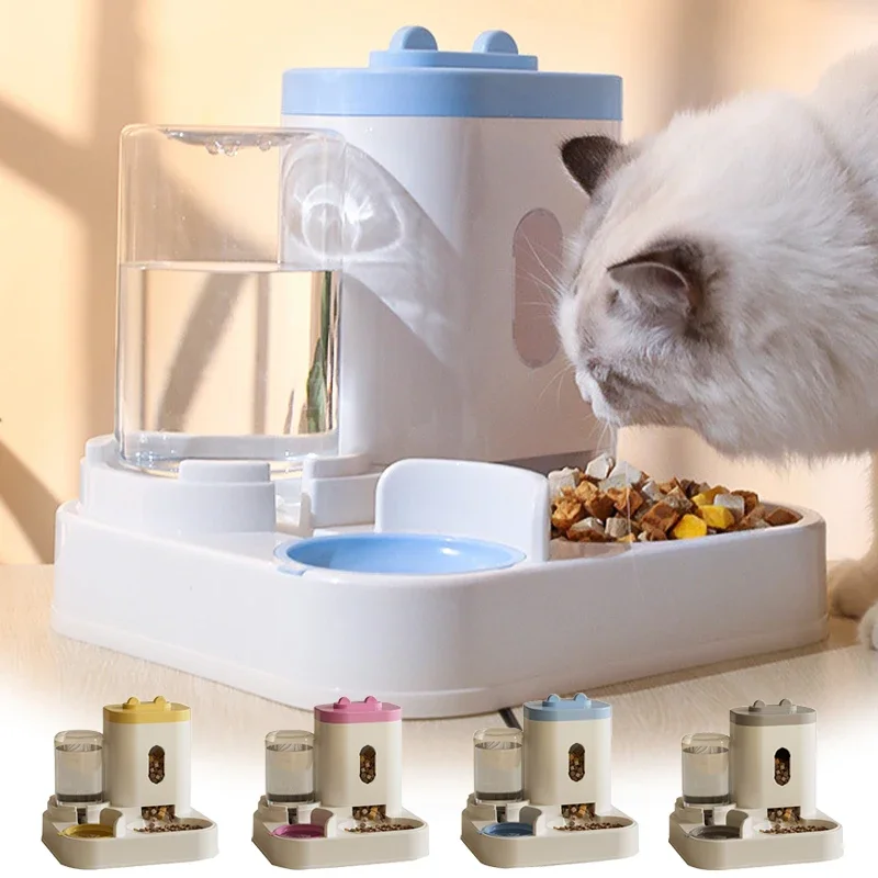 

1PC Automatic Feeder Cat Dog Food Bowl With Water Fountain Pet Large Capacity Raised Stand Dish Bowl For Cat Drinker Accessories