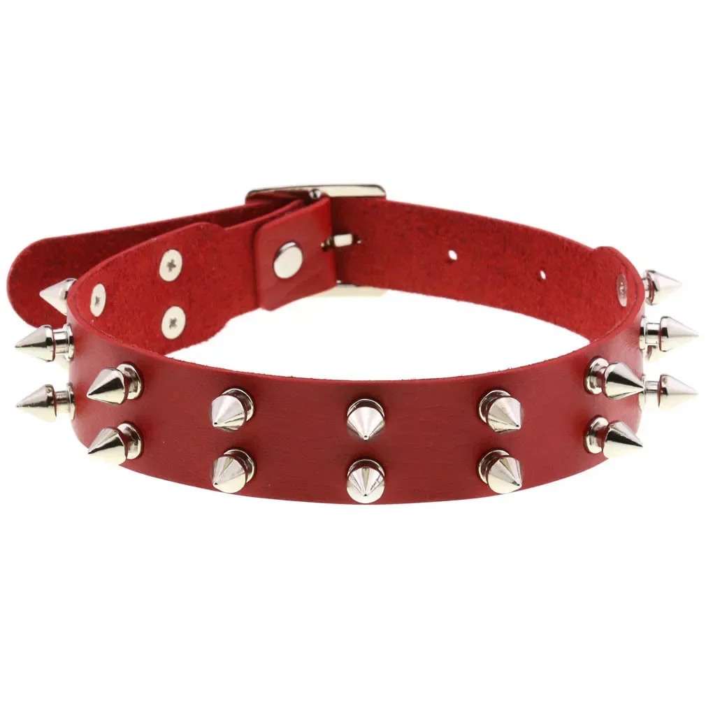 Punk Wild Exaggerate Different Harajuku Gothic Rock and roll  Night club Double row Spike Rivet Leather Choker