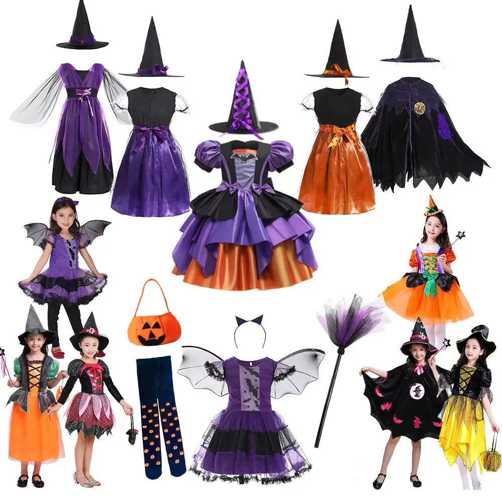 

Halloween Girls Witch Dress Carnival Party Toddler Kids Bat Costume Infant Vampirina Dress Up Children Vampire Pumpkin Clothing