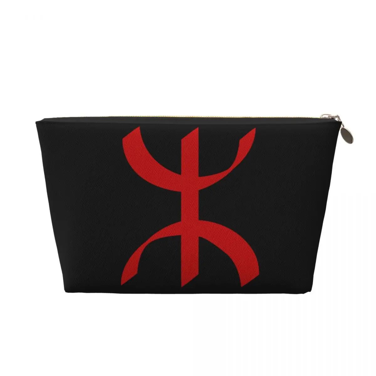 Custom Red Amazigh Tifinagh Symbol Toiletry Bag Women Berber Flag Makeup Cosmetic Organizer Lady Beauty Storage Dopp Kit Case