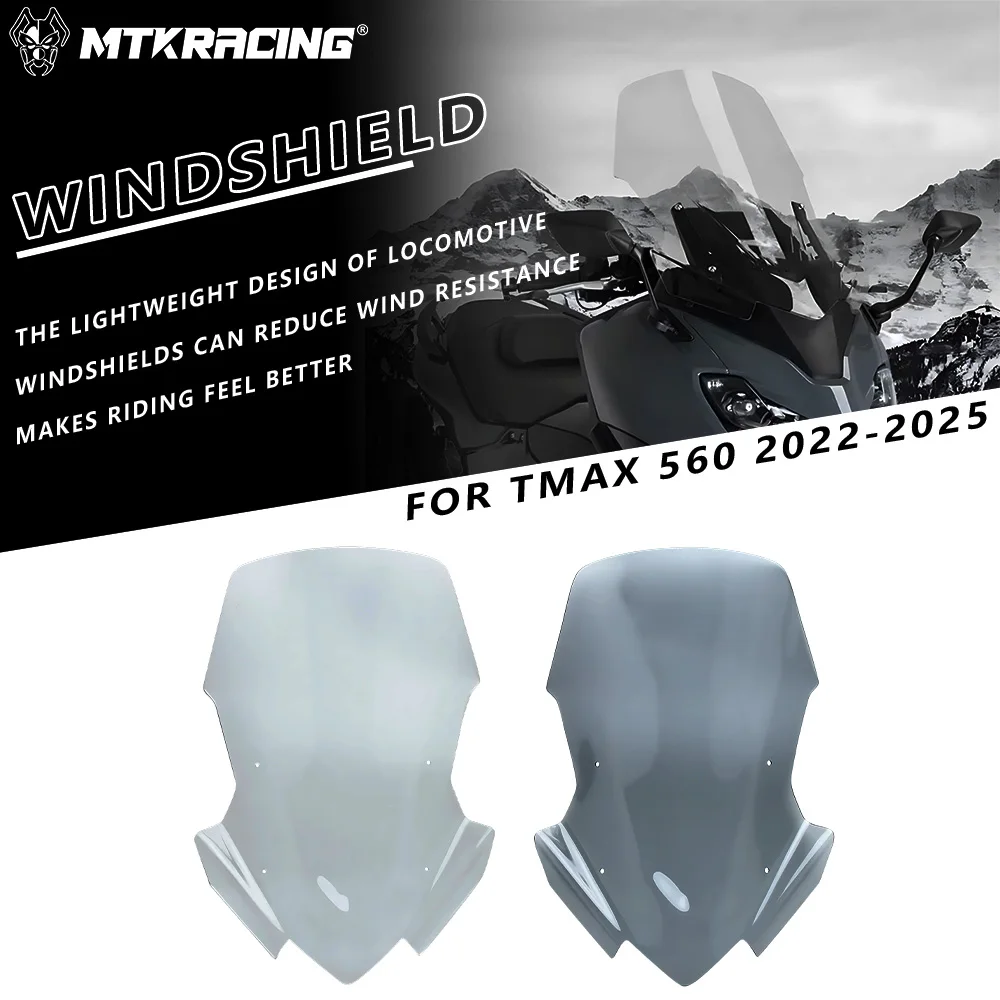 

MTKRACING For YAMAHA TMAX 560 2022-2025 Motorcycle Thick Windscreen Windshield Wind Deflector Screen Visor Glass Spoiler Fairing