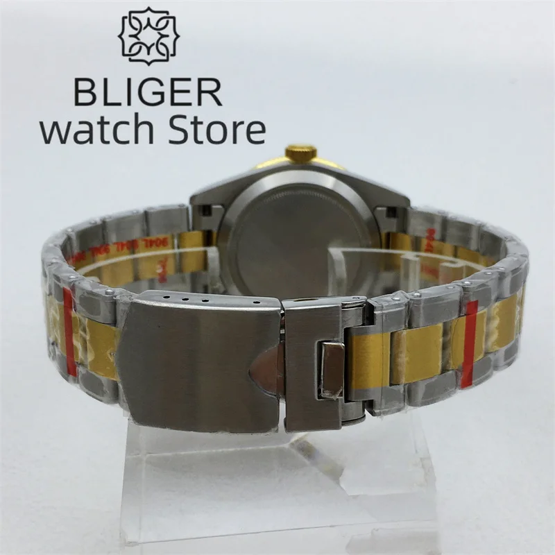 BLIGER 39mm BB58 Watch Case Dome Glass Sapphire Glass Fits NH34 NH35 NH36 2824 PT5000 Movement Stainless Steel Bracelet