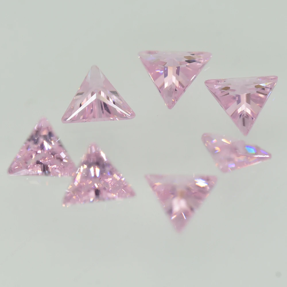 

5A Pink Triangle Cut Loose Cubic Zirconia 3x3-12x12mm Brilliant Cut Loose CZ Stone Synthetic Gems Beads DIY for Jewelry