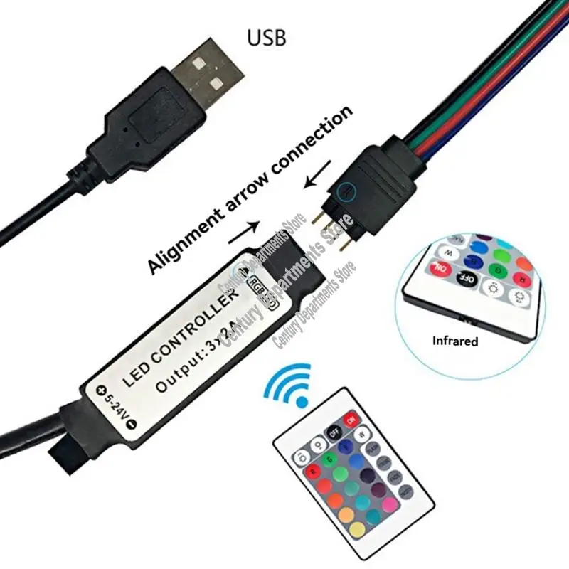 

Контроллер ABRM-RGB DC5V USB 5V 24 клавиши RF пульт дистанционного управления беспроводной контроллер для COB SMD 3528 5050 RGB ленточные светильники