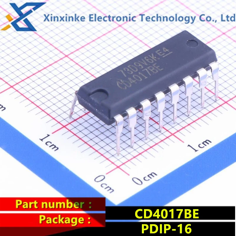 CD4017BE PDIP-16 Counter ICs 10 Decade/Divider CD4017B CMOS decimal counter with 10 Decoded Outputs Brand new Original