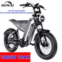 GUNAI-Y Electric Bicycle 1000W 20*4Inch Fat Tire Electric Bike 60KM/H Max Speed with 48V 18AH Removable Battery, 100KM Mileage