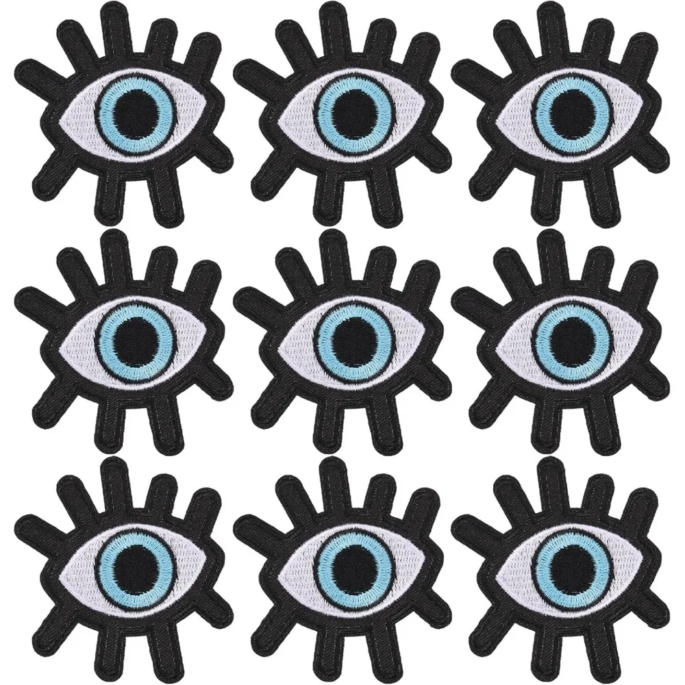 9Pcs Lucky Eye Iron On Patches Stick On Patch Costume Accessories Eye Appliques for Jacket Jeans Quilt Backpack
