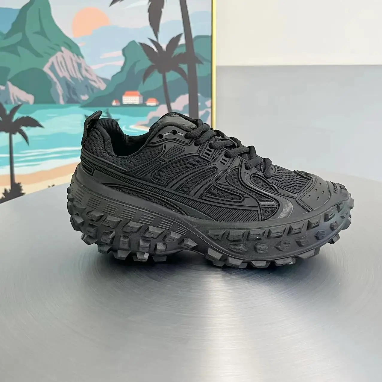 Paris tire soled shoes for spring2024thick soled casual shoes, versatile height increasing sports couple shoes, trendy dad shoes