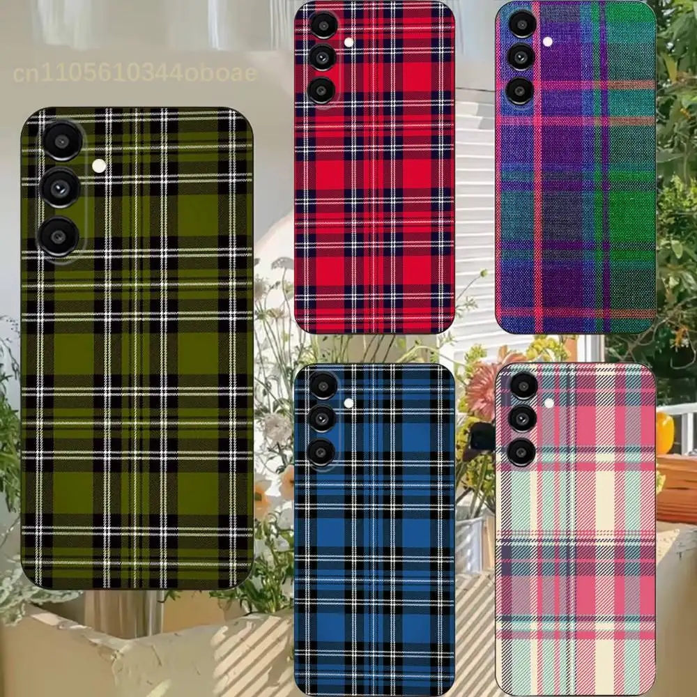 Beautiful Plaid Fabric Pattern Phone Case For Samsung S25,24,21,22,23,20,S30,Ultra,Plus, Fe,5G Silicone Cover