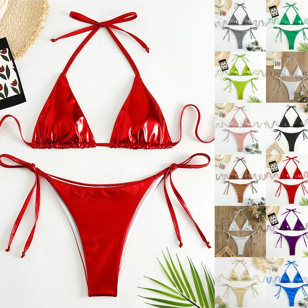 

Сексуальные комплекты бикини, женский купальник микро-бикини с эффектом пуш-ап, 2025, бразильский пляжный купальный костюм, треугольный купальник с завязками по бокам