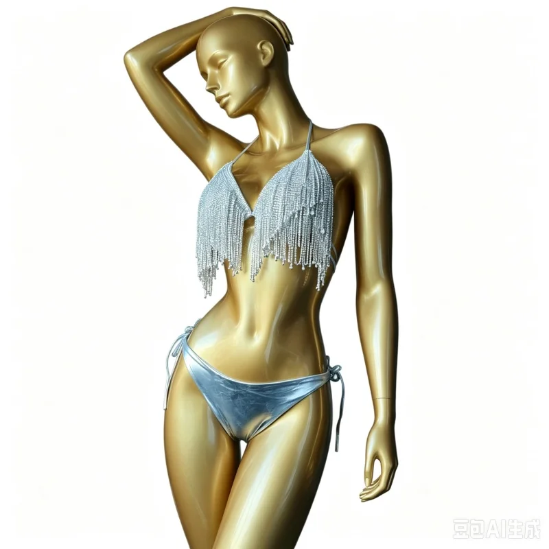 Women's Sexy Pole Dancing Costume Gold  Silver Rhinestones Tassels Bikini for Club Bar Party DJ Singer Nightclub Show Stage Wear