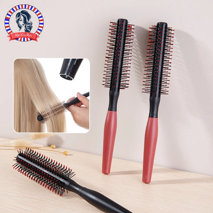 1/3pcs Professional Anti-static Cylindrical Bristle Curly Hair Styling Round Comb, Salon Nylon Teeth Massage Roller Comb