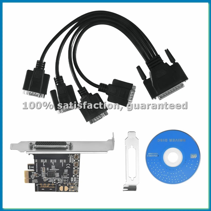 

Карта последовательного порта PCI-E Pcie на 4 последовательных порта RS232 9-контактная 4-портовая плата расширения промышленного управления AX99100 с кабелем-VVNB