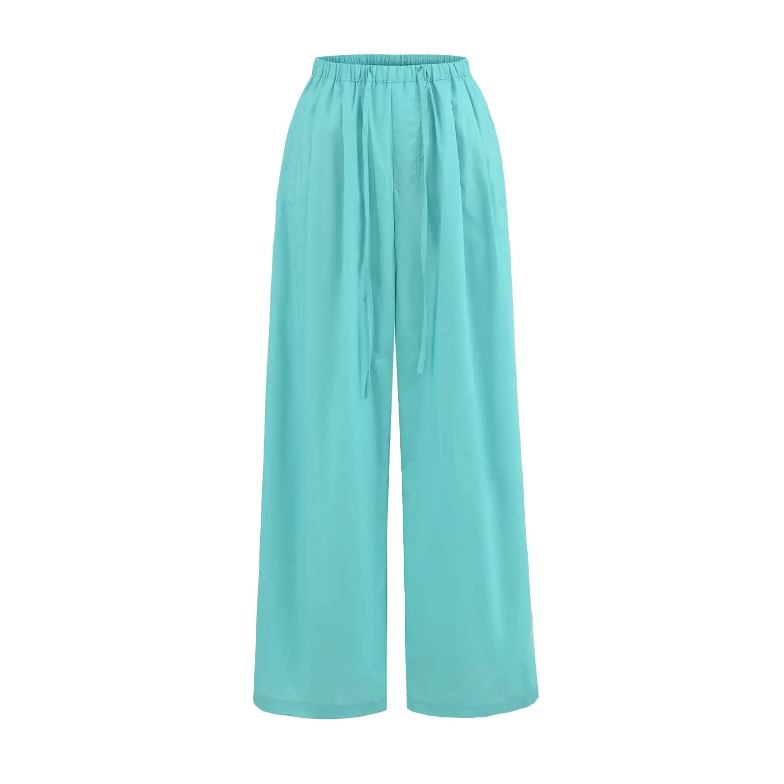 เอวสูงขากว้างบางกางเกงลำลองผ้าฝ้ายนุ่มผู้หญิงหลวมกระชับสัดส่วนฤดูร้อนสตรีทสเลกางเกง