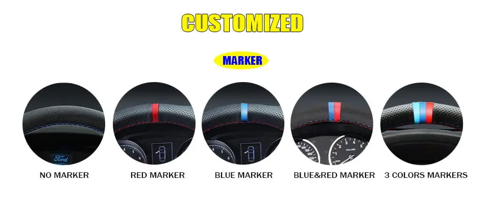 Full Black Suede Car Steering Wheel Cover For BMW E60 E61 E63 E64 530d M sport Steering Wheel Braid