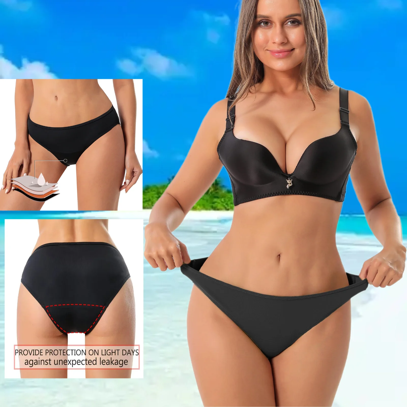 Maillots de bain menstruels absorbants et anti-fuites à 4 couches pour femmes et adolescentes, bikinis d'entraînement physiologiques