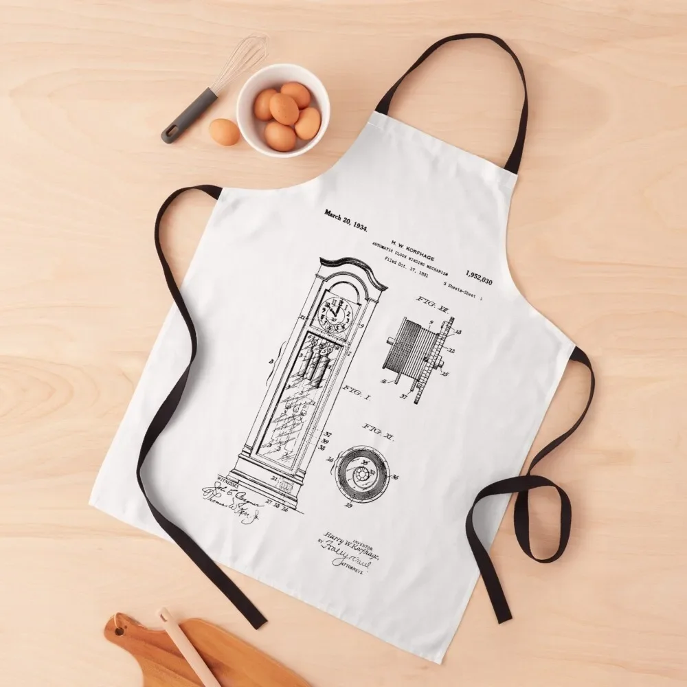 Old Clock patent / clock blueprint Apron Kitchen For Women Teacher Kitchen Man esthetician Apron