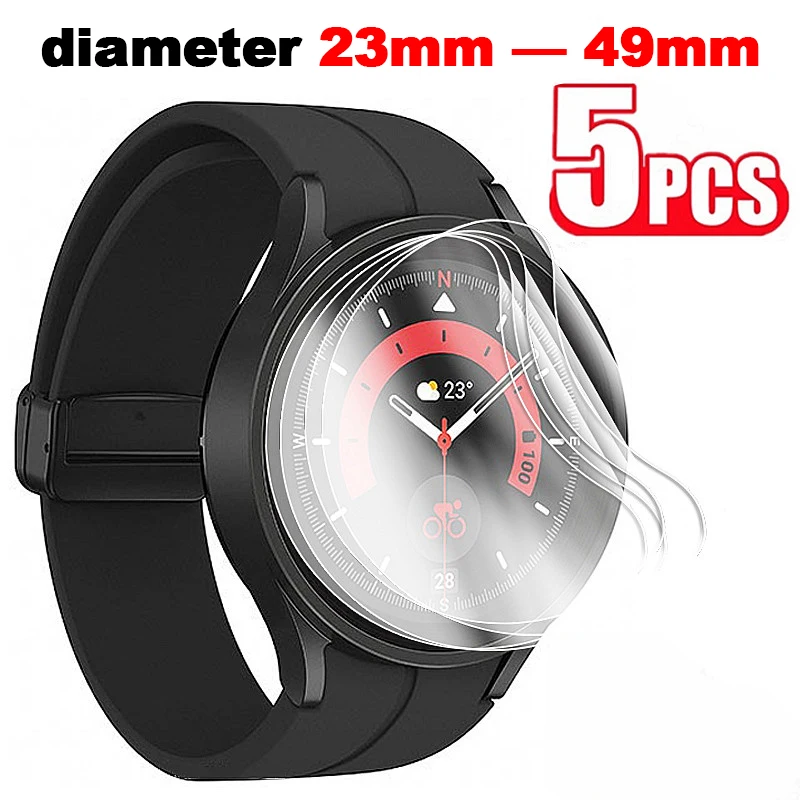 5Pcs All Size Round Watches Full Screen protector Diameter 32 34 35 36 38 39 40 41 42 44 45 mm Protective Film For Smart Watch