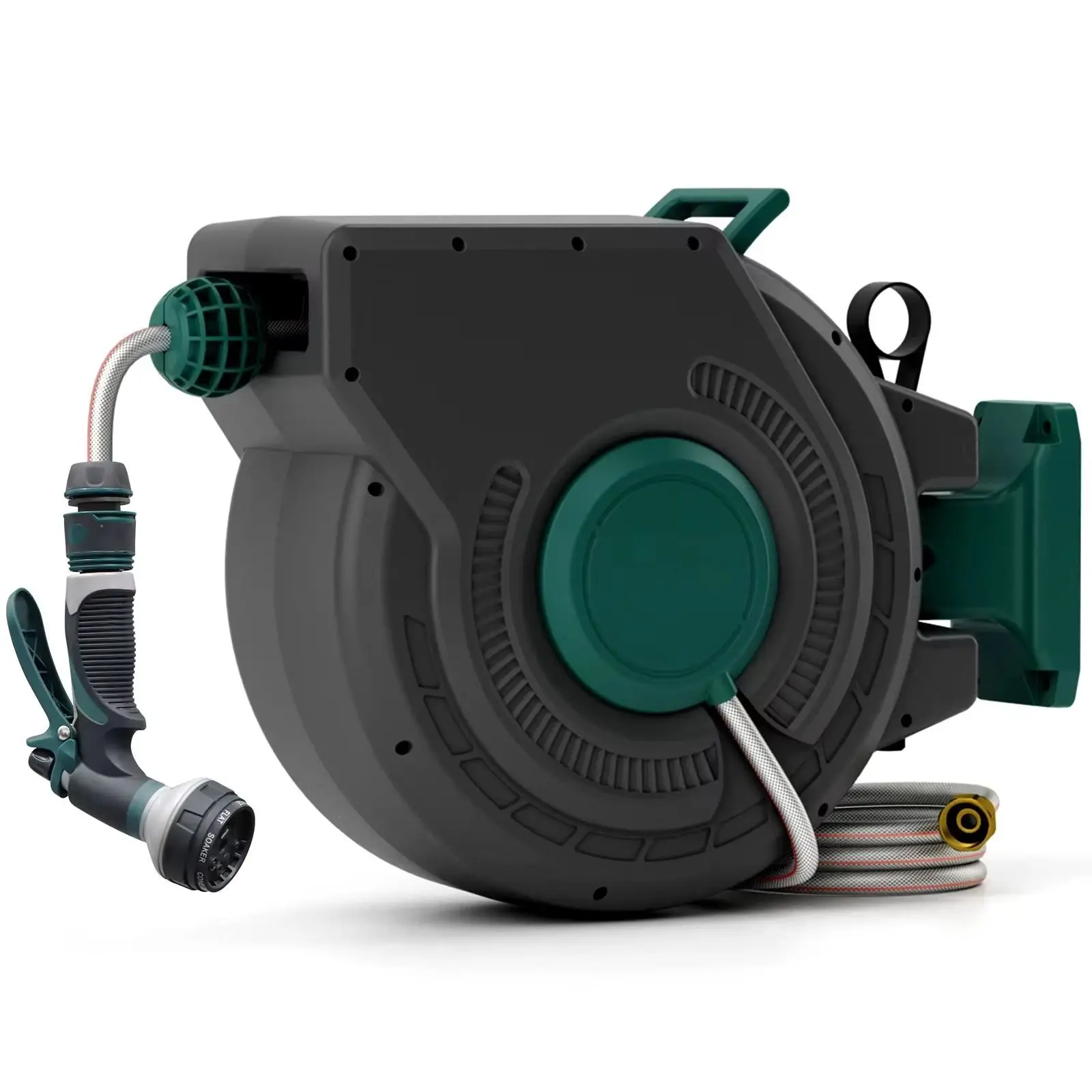 

Retractable Garden Hose Reel 1/2 Inch x 130 ft, Super Heavy Duty, Any Length Lock, Slow Return System, Wall Mounted and 180 Deg