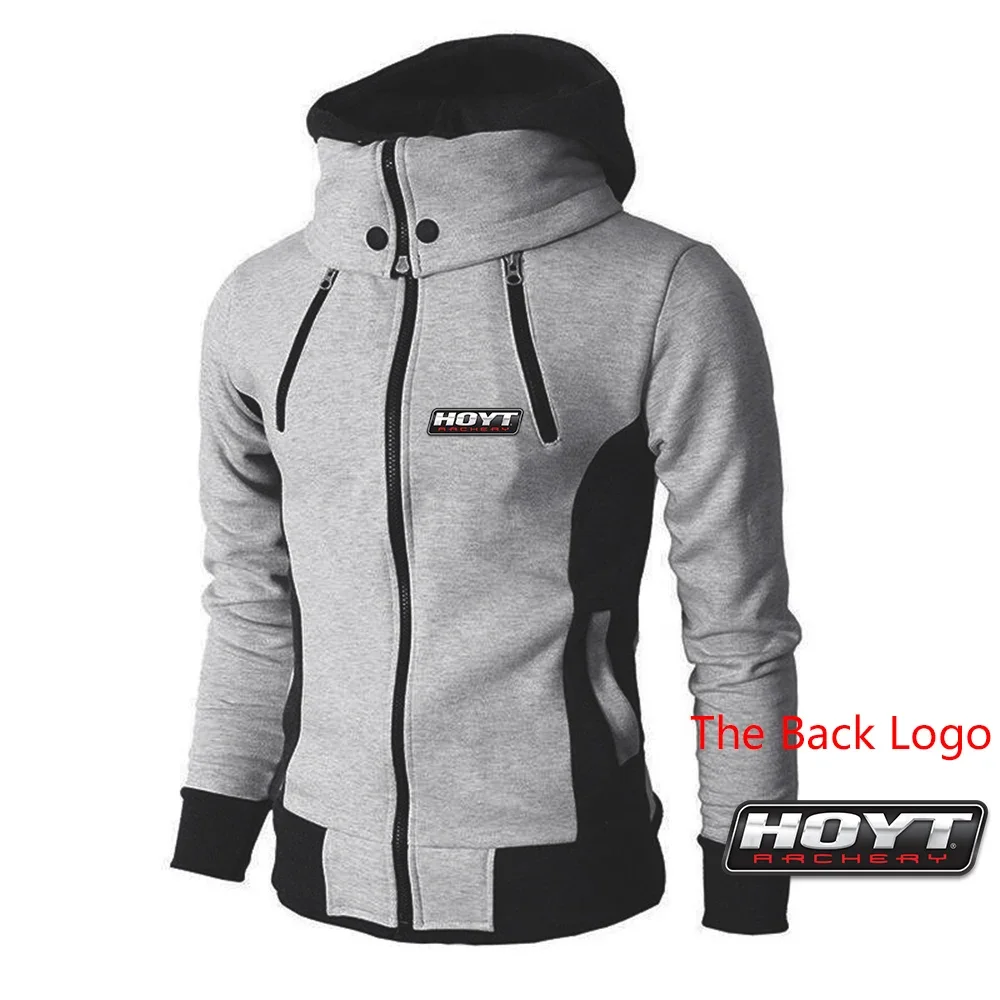 2023 Hoyt Archery New Autumn Winter Solid Color Hoodie Double Zipper Design Hooded Sweatshirt Long Sleeve Sports Sweater Tops