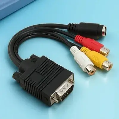 

Vga Svga to S-Video 3 Rca Av Adapter Cable 20Cm Copper Converter for Laptop Desktop Vga -Out Signal