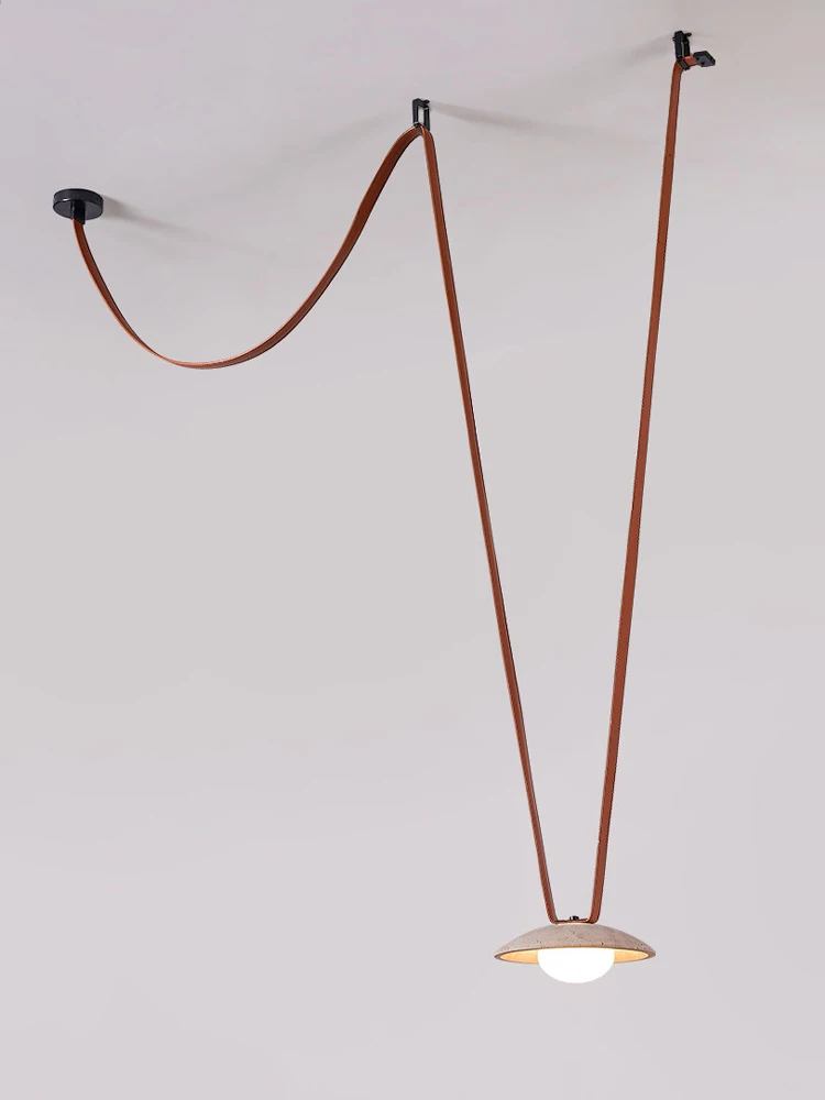 Home Deco DIY Flexible Leather Textile Belt Dimmable LED 2026 Pendant Light Chandelier Lighting