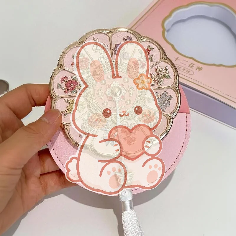 Portable Flower Pattern Women Cosmetic Mirror Compact with Stand Design for Office Desk Trip