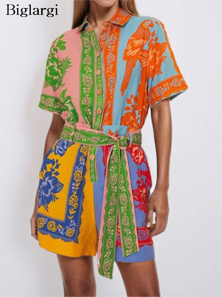 

Летние комбинезоны женские с цветочным принтом модные женские комбинезоны повседневные свободные широкие женские мини-комбинезоны