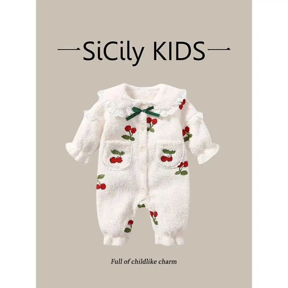 

Sweet Cherry Baby Girl Onesie Newborn Outfit Autumn Winter Cute Adorable Clothing Cotton Suit for Cling And Outdoor Use