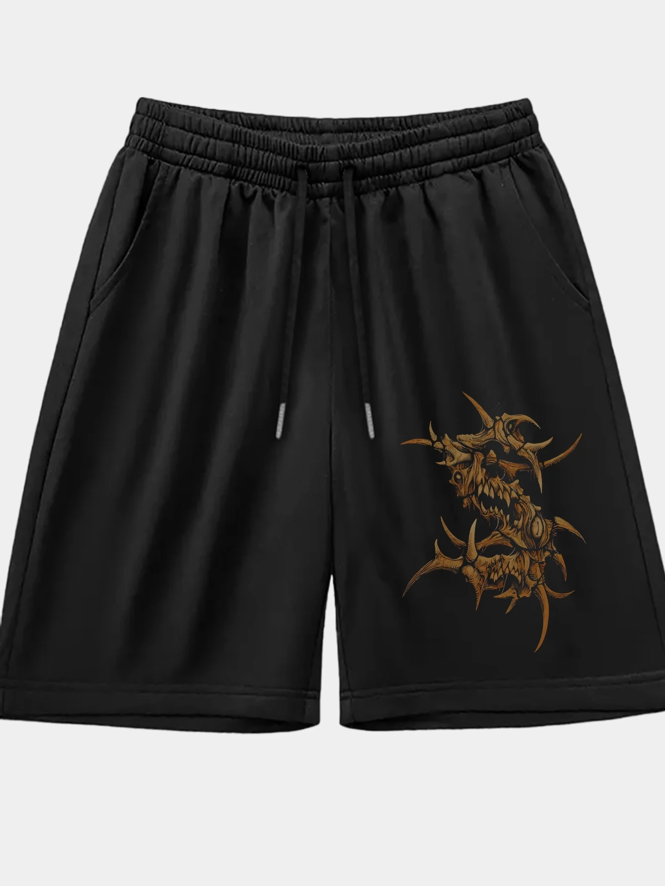 Complex Abstract Creatures with Multiple Curved and Sharp Protrusions Printed Shorts for Summer Outdoor Fitness and Sports