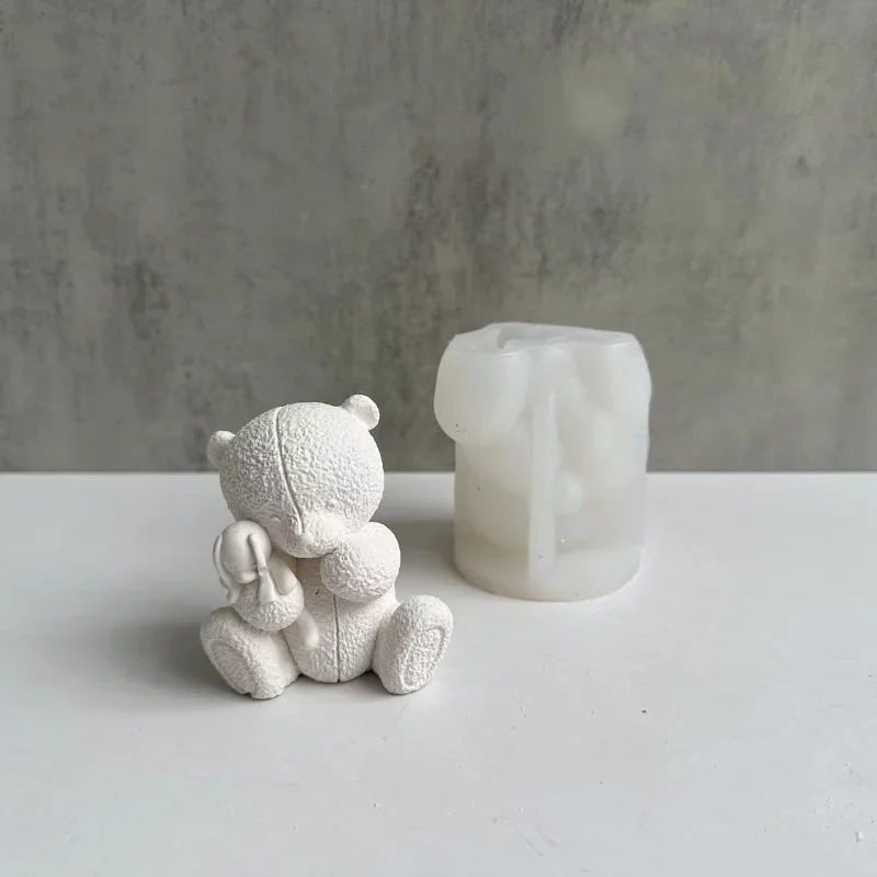 Woven Bear Candle Silicone Mold 3D Bear Aromatherapy Plaster Soap Crafts Epoxy Resin Molud DIY Chocolate Ice Cube Making Tool