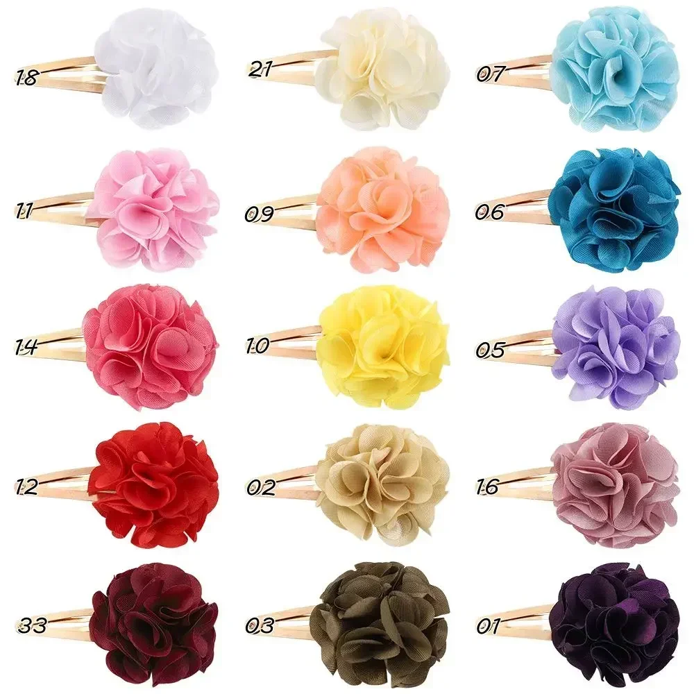 Moda 15 Uds Mini pinzas para el cabello de flores de gasa para niñas pasadores antideslizantes accesorios para el cabello para niños horquillas BB de aleación de 2,55 pulgadas