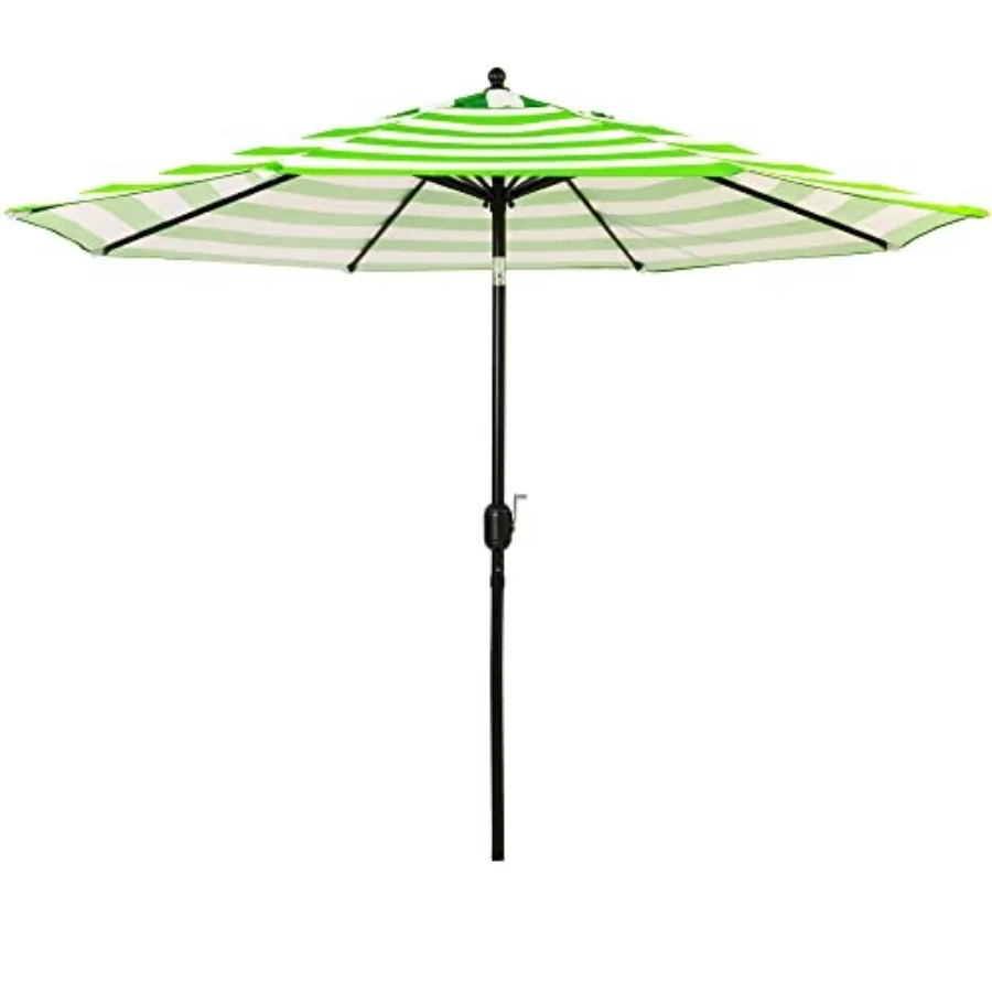 

9' Patio Umbrella Outdoor Table Umbrella with 8 Sturdy Ribs Grass Green and White