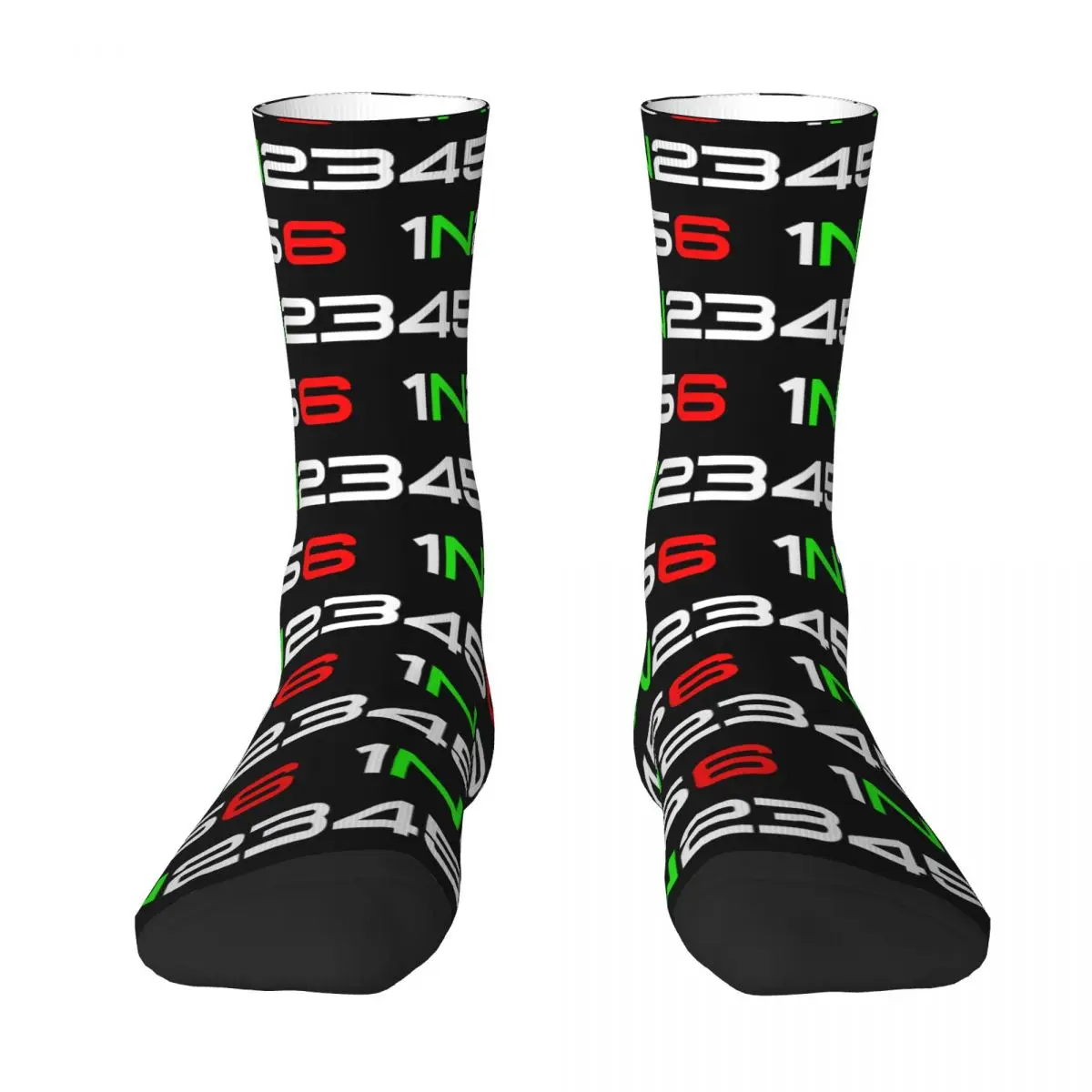 Autumn Winter Crazy Design Unisex 1N23456 Motorcycle Speed Racing Motorbike Socks Sweat Absorbing Sports Socks